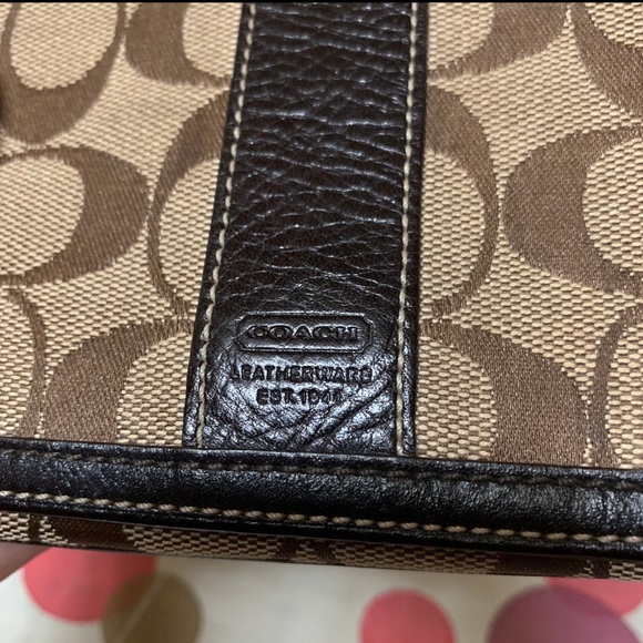Coach - Brown Monogram Wristlet Wallet w/ Leather Trim - Picture 5 of 11